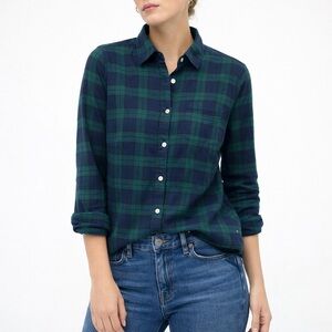 J.Crew Boy Fit Blackwatch Plaid Flannel Shirt Medium Cotton Button Down